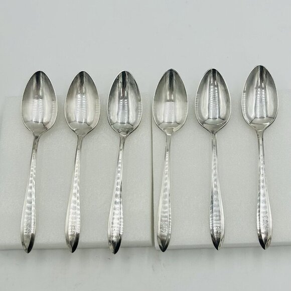 Oneida Community Silverplate PATRICIAN Monogram "L" Serving Spoons Set Of 6 - Picture 2 of 10